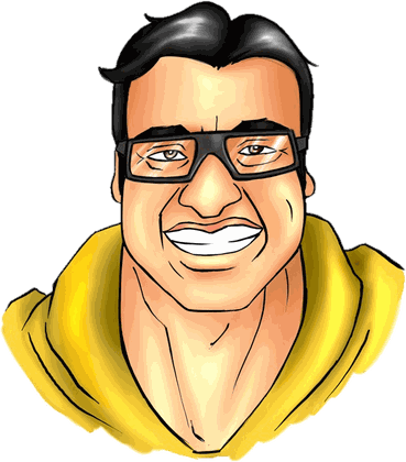 The VikiD Truth caricature: grinning, thick black glasses, yellow hooded cape