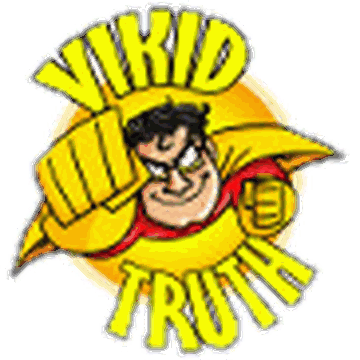 ViKiD TRUTH badge: the caped hero punching forward